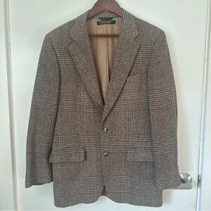 Vintage Brooks Brothers Camel Hair Blazer Brown Plaid Preppy Quiet Luxury USA